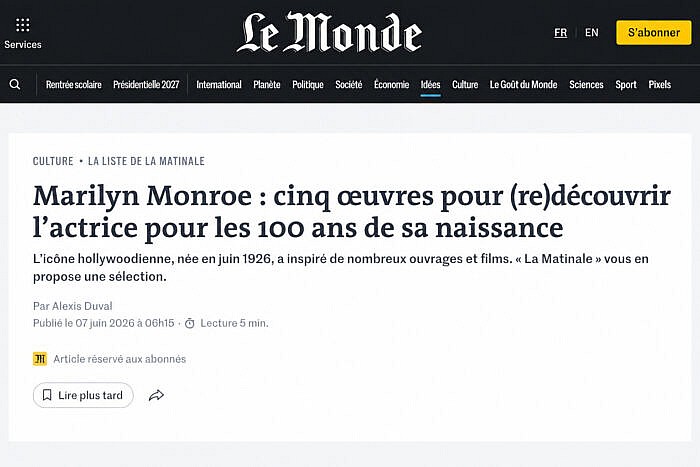 LE MONDE recommande « Marilyn Monroe, I’m So Many People »